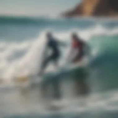 Surfers riding the waves in Taghazout