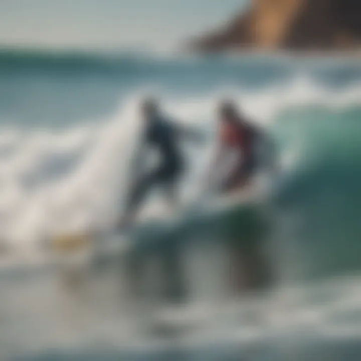 Surfers riding the waves in Taghazout
