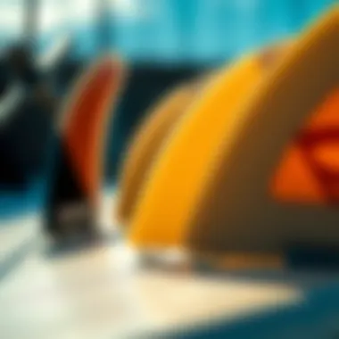 Detailing the Design of Thruster Fins A close-up view of thruster fins showcasing their design and material