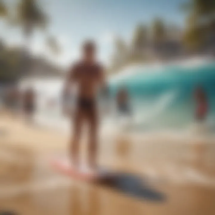 A vibrant surf community enjoying a sunny beach day