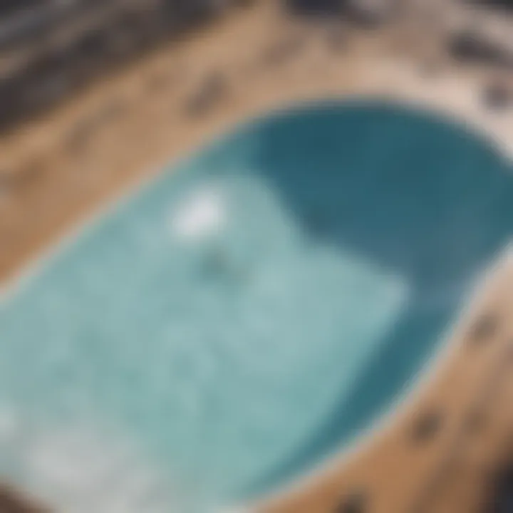 Aerial view of a modern wave pool showcasing its intricate design