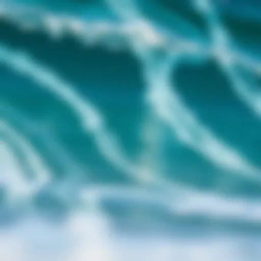 A close-up view of a wave pool's water surface during a wave generation cycle