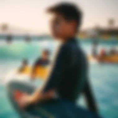 Youth Engagement in Wave Pool Culture A group of young surfers enjoying a day at a wave pool