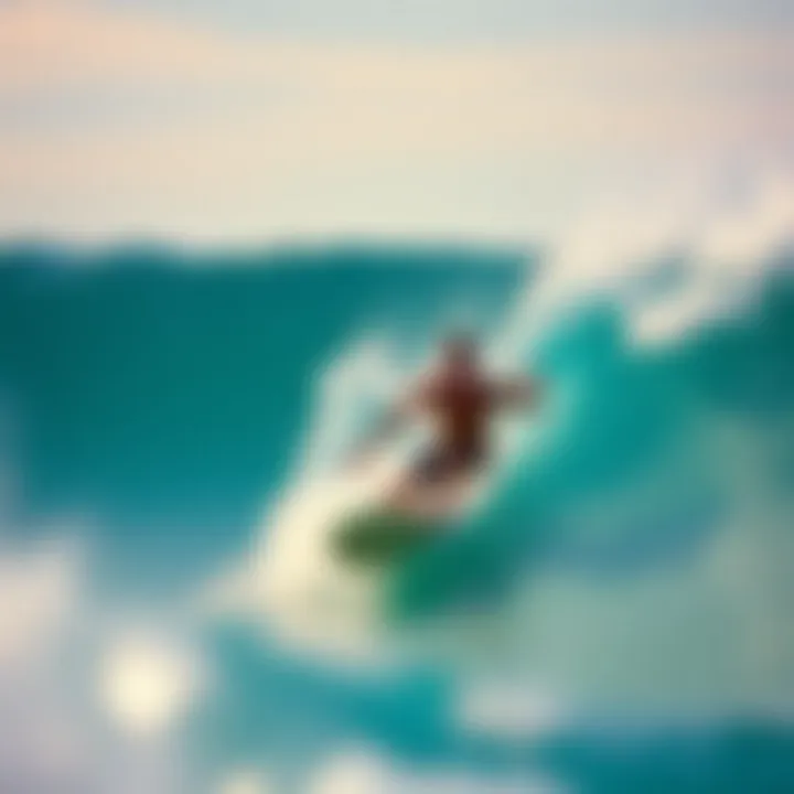 Surfer Embracing the Thrill of Artificial Waves A surfer catching a wave in a Michigan wave pool
