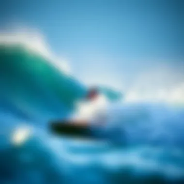 Surfboard and Optimal Wave Conditions Surfboard catching the perfect wave under windy conditions