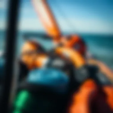 Close-up of windsurfing equipment and gear