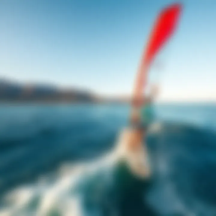 Scenic view of Long Beach coastline during windsurfing