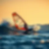 Windsurfer navigating waves at Long Beach