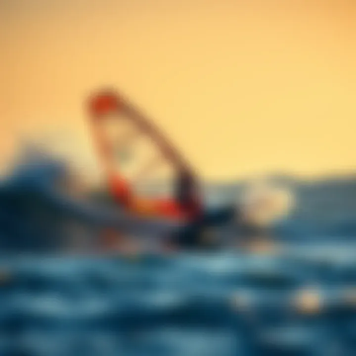 Windsurfer navigating waves at Long Beach