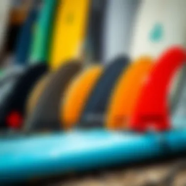 Variety of FCS II fins displayed for different surfing styles