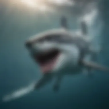The Majestic Movements of the Great White Shark Great white shark swimming in its natural habitat