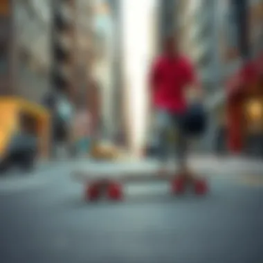 Inboard Skateboards in Urban Mobility Urban setting with inboard skateboards being used for transportation