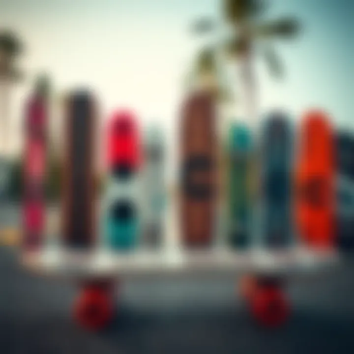 Diverse Styles of Inboard Skateboards Variety of inboard skateboards reflecting different styles and technologies