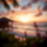 A serene view of the ocean at Kalon Surf Camp during sunset