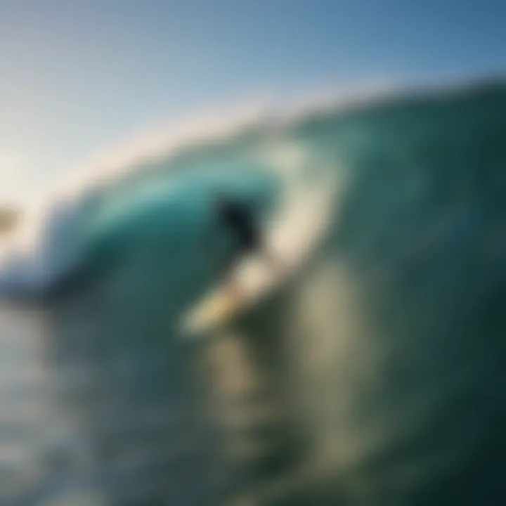 Surfer riding a wave at a popular Kauai surf spot