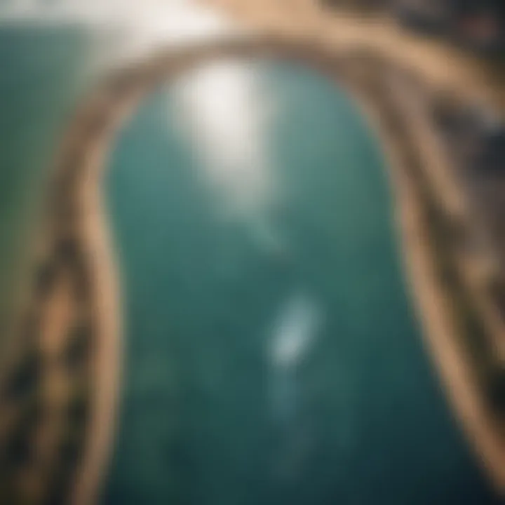 Aerial view of the Kelly Slater Wave Pool showcasing its innovative wave designs