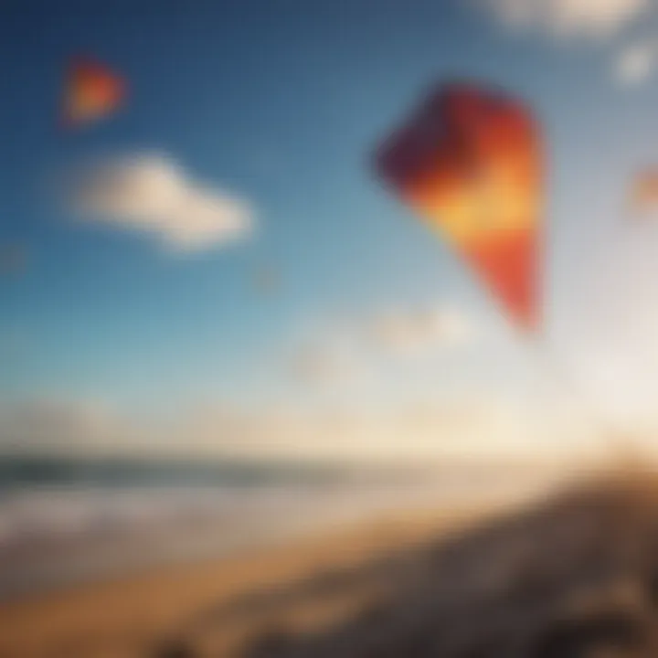 Colorful kite soaring against a bright blue sky