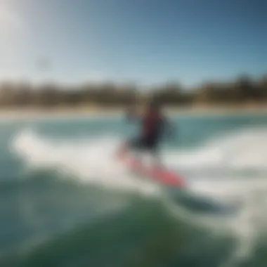 A group of kitesurfing enthusiasts enjoying a sunny day on the water, capturing the community aspect of the sport.