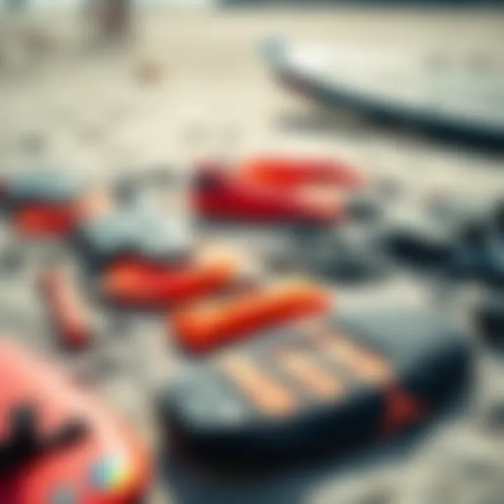 Kitesurfing equipment essentials laid out
