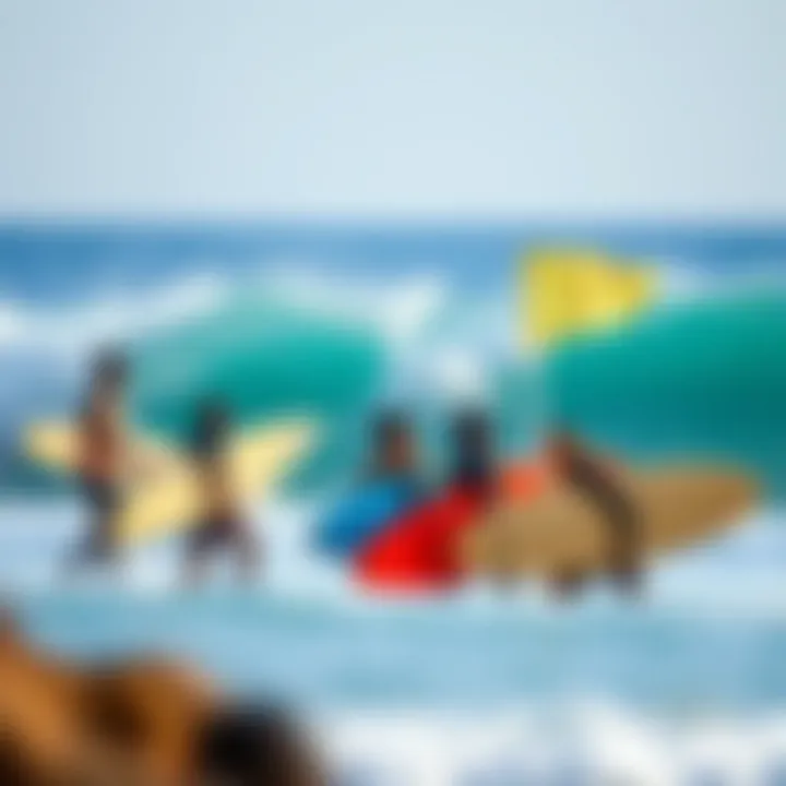 Community Vibe at La Point Surf A group of surfers enjoying the waves together