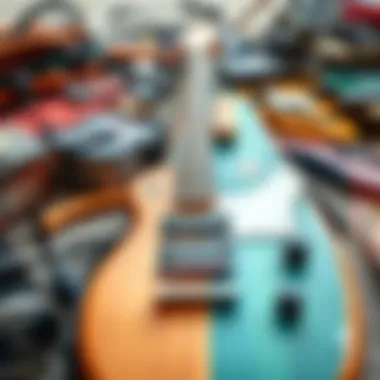 An array of essential gear used in surf guitar performance.