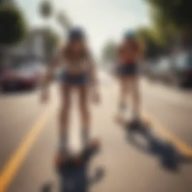 Group of female riders enjoying a longboarding session together