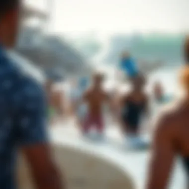 Community enjoying a man-made surf environment