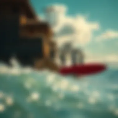 Surfers enjoying vibrant coastal culture