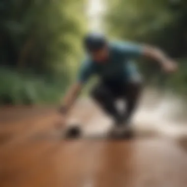 A rider demonstrating smooth carving technique on a picturesque path