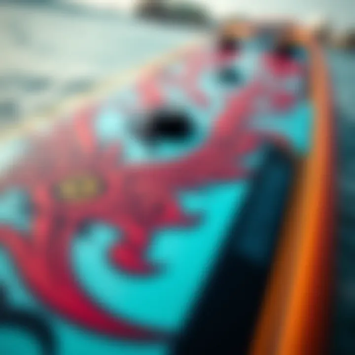 Artistic Bodyboard Close-up of a bodyboard with intricate designs