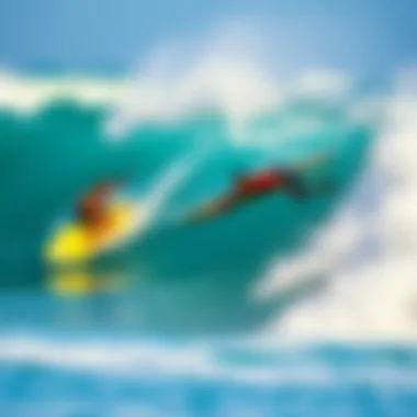 Surfers in Action A vibrant scene of surfers catching waves