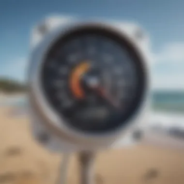 A digital wind speed indicator at the beach