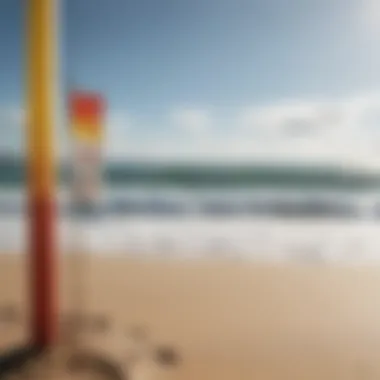 Wind direction flags on a surf beach