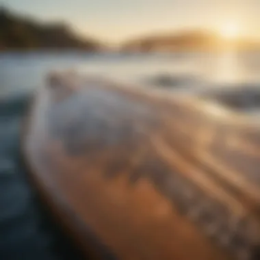 Cultural Expression on the Water: Tribal Surfboard Art Close-up of a surfboard adorned with tribal designs