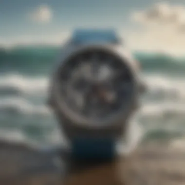 Close-up of Nixon Ultratide Watch displaying surf conditions