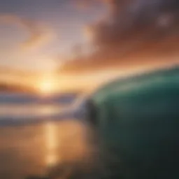 A surfer riding a perfect wave at sunset in Costa Rica