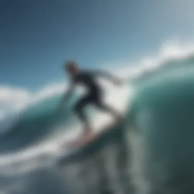 Surfer riding a wave with perfect technique