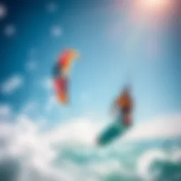 A vibrant kitesurfing scene capturing the essence of Ozone gear in action