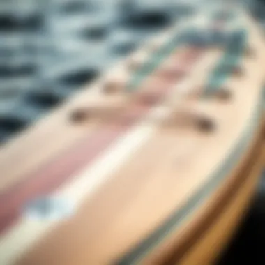 Close-up of paddle board construction details