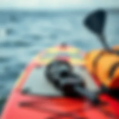 Premium Paddle Board Equipment for Enthusiasts Close-up of high-quality paddle board equipment ready for an adventure