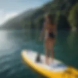 Inflatable paddle board on water