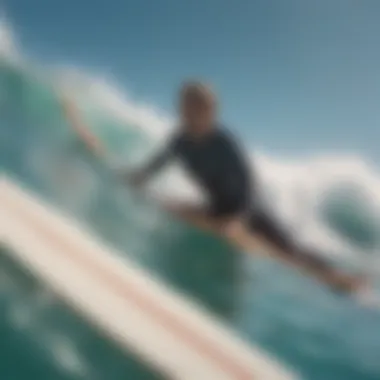 Close-up of a surfboard with intricate artwork