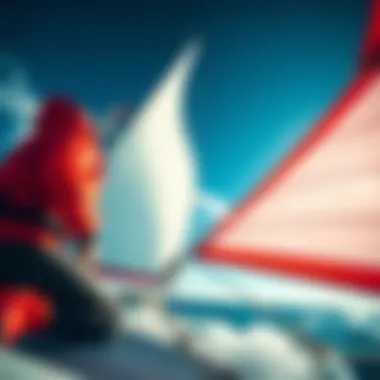 Adjusting Sails for Optimal Performance Visual representation of a sailor adjusting sails based on conditions