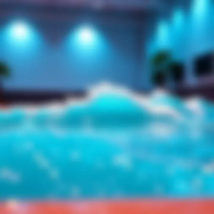 Artificial Waves in a Recreational Surfing Environment A vibrant pool scene with artificial waves generated for recreational surfing