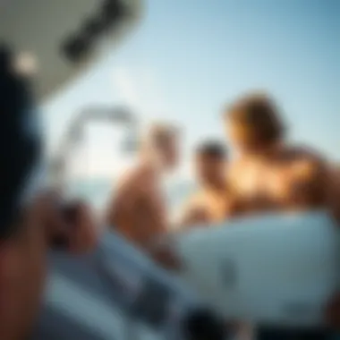 Competitive surfers using pressurized portable showers after a session