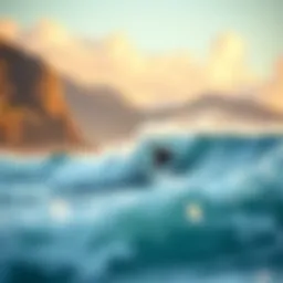 Surfer riding a wave at Malibu beach