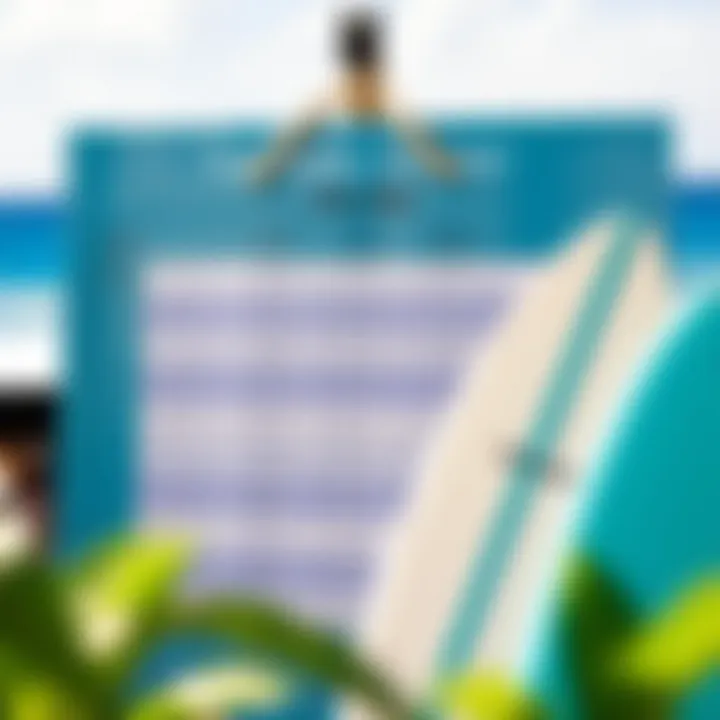 Detailed pricing chart for surfboard rentals