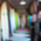 Surfboard Rental Options in Waikiki A surfboard rental shop in Waikiki showcasing various boards