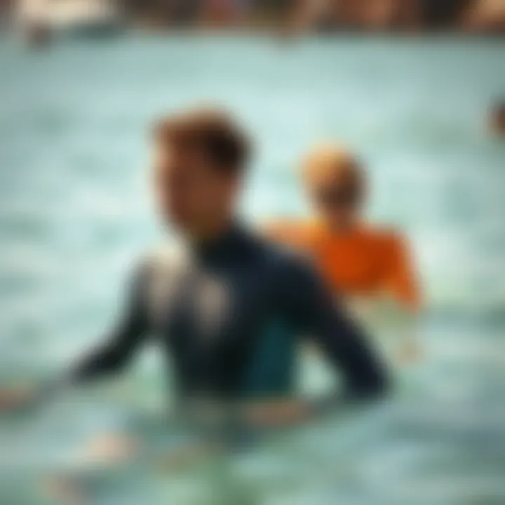 Demonstrating Proper Wetsuit Fit Wetsuit fitting on a model in water