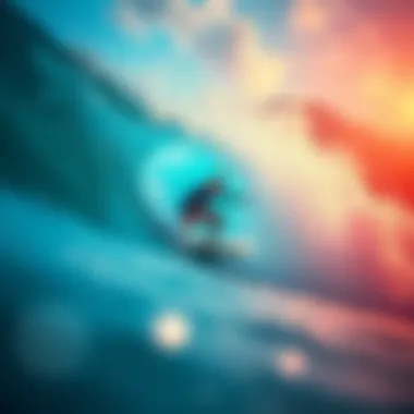 Harnessing Lung Power in the Waves Surfer in action riding a wave showcasing lung power